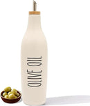 HOMCDALY Ceramic Olive Oil Dispenser for Kitchen, Stoneware 16oz Oil Cruet and Vinegar Bottles Dispenser, Kitchen Dispenser Bottle for EVOO Vinegar Syrups, Modern Farmhouse Design(W-O) by CozyNest Decor