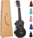 POMAIKAI Ukulele Musical Instruments Starter Wood Soprano Ukele Hawaiian Small Guitar Ukelele 21" Beginner Adult and Students (Black) by TinyTreasures Baby Boutique