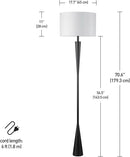 Globe Electric 67224 70" Floor Lamp, Matte Black Finish, White Fabric Shade, Modern Tapered Frame, E26 Base, Contemporary Living Room and Bedroom Lighting by CozyNest Decor