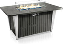 Outdoor Propane Fire Pit Table - CSA/ETL Certified 50,000 BTU Pulse Ignition Weatherproof Rectangle Propane Gas Fire Table w/Adjustable Flame - Glass Rocks Wind Guard, Black - SereneLife SLFPSX55 by GreenHaven Gardens