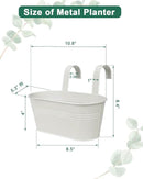 vensovo Metal Railing Planter for Outdoor Plants - 3 Pack Balcony Hanging Flower Pots with Detachable Hooks and Drain Holes Oval Bucket Rail Box Fence Planters for Home Garden Decor, White by GreenHaven Gardens