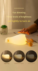 ATSUI Duck Night Light, LED Squishy Novelty Animal Night Lamp, Food Grade Silicone, 3 Level Dimmable Rechargeable Nursery Nightlight for Breastfeeding Toddler Baby Kids by TinyTreasures Baby Boutique