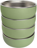 Monkey Proof™ Non-Toxic Stainless Steel Child Bowl 5” with Non-Slip Silicone Shell, (Set of 4 bowls) Unbreakable, Mess Free Feeding for Babies, Toddlers, Kids, BPA free (Sage Green) by TinyTreasures Baby Boutique