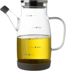Large Glass Oil Dispenser Bottle for Kitchen Cooking Recipiente Para Aceite De Cocina Olive Oil Vinegar Dispenser Cruet Stainless Steel Lid No Drip Liquid Container (Clear, 20oz / 600ml) by CozyNest Decor