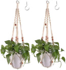 Belit Macrame Plant Hangers Indoor Outdoor 2 Pack Hanging Planters Basket with 2 Hooks Decorative Flower Pots Stand Home Decor by GreenHaven Gardens