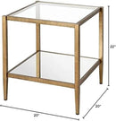 Henn&Hart 20" Wide Square Side Table with Mirror Shelf in Brass, Table for Living Room, Bedroom by CozyNest Decor