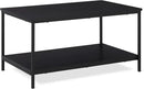 Amazon Basics Rectangular Coffee Table with Bottom Shelf, Living Room Centre Table, Wooden Black, 19.9" D x 31.5" W x 16.5" H by CozyNest Decor