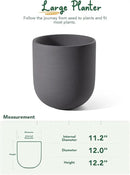 LE TAUCI 12 Inch Pots for Plants, Ceramic Large Planters for Indoor Plants, Indoor Plant Pots for Home Garden Patio Office, Big Planter Pots with Drainage Hole and Rubber Plug, Charcoal Gray by GreenHaven Gardens