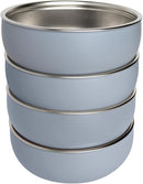 Monkey Proof™ Non-Toxic Stainless Steel Child Bowl 5” with Non-Slip Silicone Shell, (Set of 4 bowls) Unbreakable, Mess Free Feeding for Babies, Toddlers, Kids, BPA free (Misty Blue) by TinyTreasures Baby Boutique