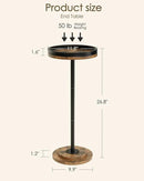 Masupu Drink Table, Round Side Table for Small Spaces, Pedestal Small End Table with Metal Base, for Living Room, Bedroom, Bathroom, Rustic Brown+Black(Lip) by CozyNest Decor