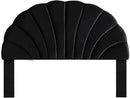 24KF Stunning Crown Design King Headboard, Upholstered Soft Velvet Petal Pattern Headboard King/CA King-Black by CozyNest Decor