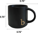 COLLECTIVE HOME - Black Monogram Ceramic Mugs, 15 oz Golden Initial Coffee Cups, Elegant Alphabet Tea Mugs, Personalized Halloween Mug with Gift Box, Perfect for Office and Home Décor (b) by CozyNest Decor