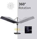 PURPLE LEAF 9' X 11.5' Patio Umbrella with Base Rectangle Cantilever Umbrella Outdoor Offset Umbrella with 360-degree Rotation for Garden Deck Pool Patio Light Grey by GreenHaven Gardens