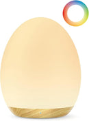JolyWell Night Light for Kids, Baby Egg Light with 7 Colors Changing Mode & Stepless Dimming, Nursery Night Lamp BPA Free,Rechargeable Egg Night Light for Breastfeeding 1h Timer & Touch Control, Wood by TinyTreasures Baby Boutique
