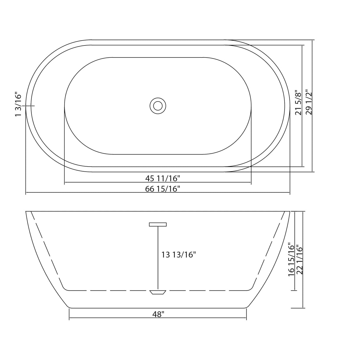 Elegant Oval Freestanding Bathtub, Overflow & Pop Up Drain, photo 6 of 8