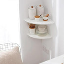 Corner Shelves, White Floating Corner Shelf, Set of 2 12inch Solid Oak Wood Wall Shelves, Round End Wall Mount with Wire Hole for Small Plant for Bedroom Kitchen, Living Room by CozyNest Decor