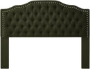 24KF Upholstered Button Tufted Queen Headboard with Nailhead Trim, Elegant Boucle Fabric Full headboard, 6031-Q-Boucle-Dark Green by CozyNest Decor