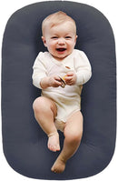 Baby Lounger, Baby Lounger for Newborn 0-12 Months, Portable Infant Lounger Soft Cotton Breathable for Home & Travel (Grey) by TinyTreasures Baby Boutique