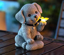 MeritMode Solar Dog Garden Statue with Butterfly Lights - Waterproof Outdoor Statue Decor for Patio, Lawn, Balcony, for Mom, Grandma, Women on Mother’s Day, Father’s Day, Housewarming by GreenHaven Gardens