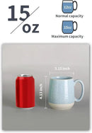 Hasense Porcelain Coffee Mugs Set of 6, 15 Ounce Large Ceramic Coffee Cups Set with Handle for Latte, Tea, Cocoa and Hot Chocolate, Sky Blue Coffee Mugs for Men and Women, Microwave Safe by CozyNest Decor