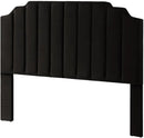 24KF Black Velvet Tufted King Upholstered Headboard, Modern Vertical Channel Design California King Headboard with Stepped Silhouette Top Edge,Black by CozyNest Decor