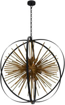 31.5" Black Gold 16-Light Globe Sputnik Chandelier Modern Industrial Adjustable Hanging Ceiling Firework Pendant Light Fixture for Entryway Foyer Stairway Bedroom Dining Living Room Hallway by CozyNest Decor