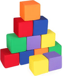 Foam Blocks for Toddlers 1-3, 12 PCS 5.5 inch Foam Soft Cubes for Kids, Colourful Building Blocks, Stacking Block Sets, Throwing Toys by TinyTreasures Baby Boutique