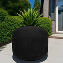 BIRDROCK HOME Outdoor Pouf Ottoman | Hand Woven Waterproof Foot Stool with Bead Bag Filling | Boho Foot Rest for Patio, Living Room, Porch & Outdoor Seating | Lightweight, Soft Stuffed Chair | Black by CozyNest Decor