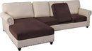PrinceDeco Sectional Couch Covers 4 Pieces Velvet Separate Couch Cushion Covers L Shape for Left/Right Chaise Sectional Couch with Elastic Bottom (3 Seater + 1 Chaise,Brown) by CozyNest Decor