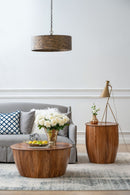 Drum Side Table With Tray Style Top - Brown by HouseOfZazla