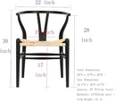 Tomile Solid Wood Wishbone Chair Y Chair Mid-Century Armrest Dining Chair, Hemp Seat (Ash-Black Frame + Natural Cord) by CozyNest Decor