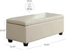BELLEZE 47 Inch Storage Ottoman, Faux Leather Storage Bench Bedroom Bench with Safety Close Hinge, Ottoman with Storage for Living Room, Entryway, Hallway, Foot Rest, Support 300lbs - Cream by CozyNest Decor