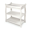 Badger Basket Sleigh Style Baby Changing Table - Nursery Diaper Station with Safety Rails, Foam Pad, and Two Storage Shelves - Nursery Organizer - White by TinyTreasures Baby Boutique