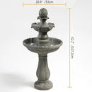 Outdoor Water Fountain –42.2 in. Tall Large Floor-Standing Outside Fountains with 3 Tier Elegant Waterfall Feature for Garden, Yard, Patio, Home Decor (Grey) by GreenHaven Gardens
