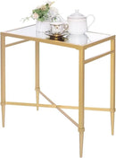 Gold End Table, Rectangle Side Table with Mirrored Top, Modern Metal End Table, Small Narrow Side Table for Living Room, Balcony, 22" L x 12.4" W x 24" D by CozyNest Decor