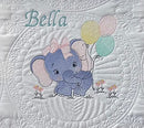 Personalized Baby Blanket Baby Quilt Monogrammed Blankets for Boys and Girls Embroidered Baby Gifts (Elephant & Balloons) Crib by TinyTreasures Baby Boutique