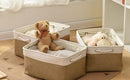 Rectangular Fabric Storage Baskets for Organizing, Shelves, Decorative & Gift (White & Peru) by TinyTreasures Baby Boutique