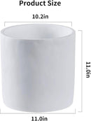 11 Inch Pot for Plants, Large Cement Planter with Drainage Hole, Mid-Century Modern Concrete Flower Pots for Home Decor, Office & Outdoor (White) by GreenHaven Gardens