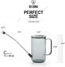 Small Watering Can Indoor Plants with Long Spout (1L, Gray) by GreenHaven Gardens