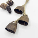 2pc Rustic Charm Bell - Handmade Hemp Rope Wind Chimes Hanging Decoration, Distressed Finish Cow Bell with Jute Hanging Rope, Perfect for Front Door, Outdoor, Window, and Home Decor, by CozyNest Decor