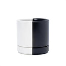 D'vine Dev 4.7 Inch Ceramic Planter Pot with Drainage Hole and Saucer, Indoor Cylinder Round Planter Pot, Split Monochrome Black & White, 94-O-B-0 by GreenHaven Gardens