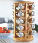 Orii 20 Jar Bamboo Spice Rack with Spices Included - Rotating Tower Organizer for Kitchen Spices and Seasonings, (Bamboo Wood) by CozyNest Decor