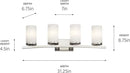 KICHLER Crosby 31" 4 Light Vanity Light Satin Etched Cased Opal Brushed Nickel by CozyNest Decor