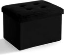 LINMAGCO Storage Ottoman Folding Foot Stool Velvet Foot Rest with Padded Modern Ottoman with Storage for Living Room Puppy Step Stool 17x13x13in(Black) by CozyNest Decor