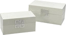Galt International Storage Box Set Decorative Storage Box w/Hinged Lid Classic Design Wood Decor Boxes with Geometric Clasp Storage for Bedroom & Home - Set of 2 (White & Silver) by CozyNest Decor
