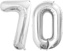GOER Number 70 Balloons for 70th Birthday Party Decorations,42 Inch Jumbo Foil Helium Balloons for 70th Anniversary (Silver) by TinyTreasures Baby Boutique