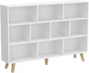 IOTXY Wooden Open Shelf Bookcase - 3-Tier Floor Standing Display Cabinet Rack with Legs, 10 Cubes Bookshelf, Warm White by CozyNest Decor