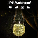 Solar Lantern Crackle Glass Ball, 4 Pack Garden Hanging Solar Lights Outdoor Waterproof Lanterns with 30 Warm White LED for Outdoor Decor Patio Yard Lawn Pathway by GreenHaven Gardens