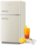 Retro Mini Fridge 3.5 Cu.ft Small Refrigerator with Top Freezer Compact Fridge Apartment Size Refrigerator Dual Door with Handles for Home Office Dorm by CozyNest Decor