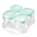 Matyz 4-Pack Baby Glass Jars For Food Storage with Lids Airtight and Stackable Tray (Mint Green, 4 OZ Each) - Small Solid Food Storage Containers For Baby On The Go - Freezer Microwave Oven Safe by TinyTreasures Baby Boutique
